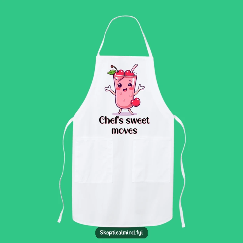 Funny Cherry Smoothie Dance Apron, Chef Playful Fruit Character Kitchen Gift