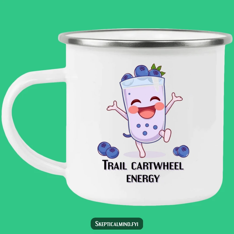 Funny Blueberry Smoothie Cartwheel Camping Mug, Outdoor Fruit Character Cup Gift
