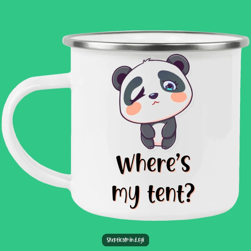 Funny Confused Panda Camping Mug - Puzzled Outdoor Companion