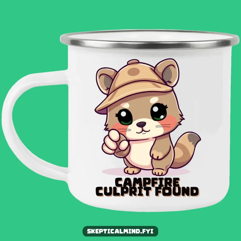 Funny Detective Kawaii Animal Camping Mug: Solve Mysteries Outdoors