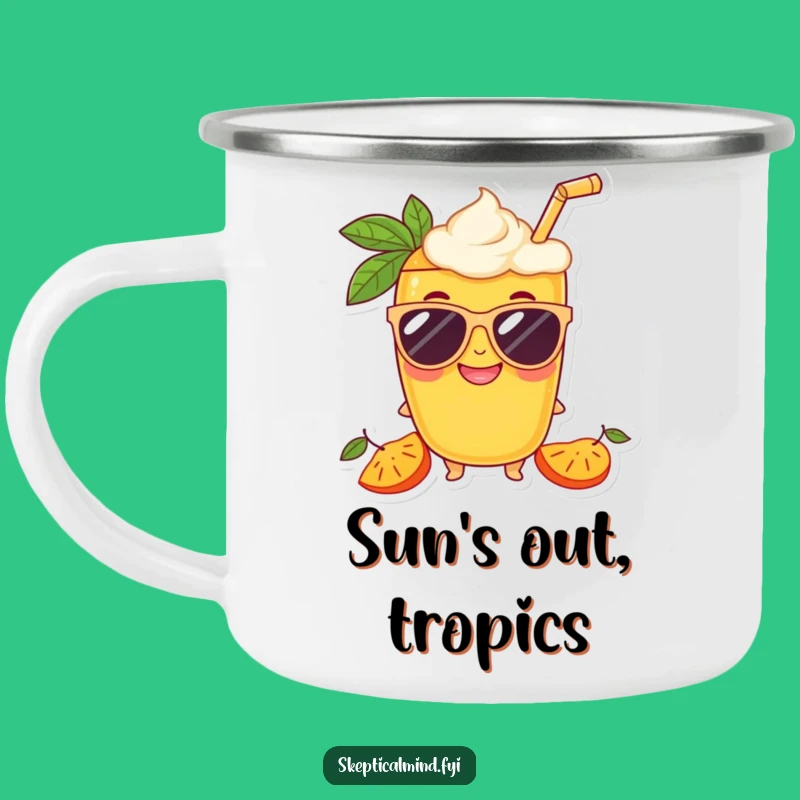Funny Mango Smoothie Sunglasses Camping Mug, Outdoor Fruit Character Cup Gift