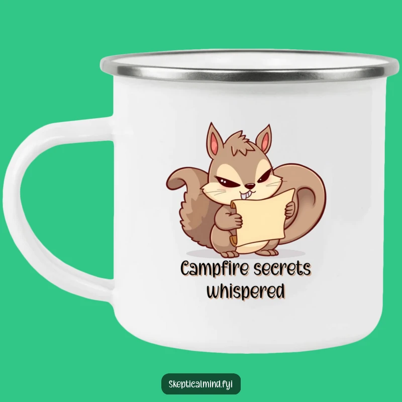 Funny Squirrel Secrets Camping Mug: Mischievous Outdoor Companion for Campfire Tales