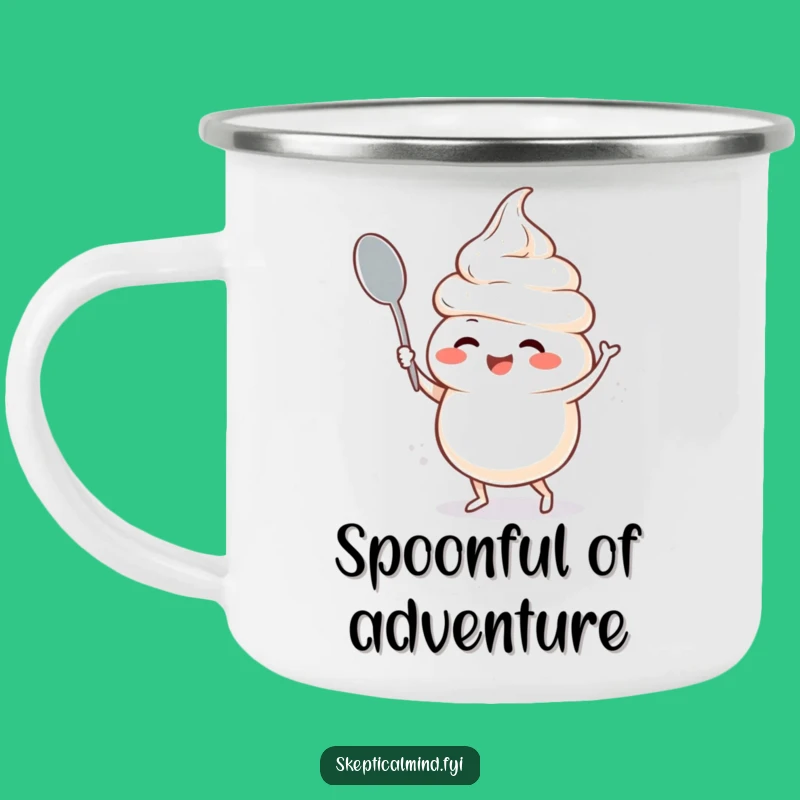 Funny Sour Cream Dance Camping Mug - Giggling Character Spoon Outdoors Funny Gift