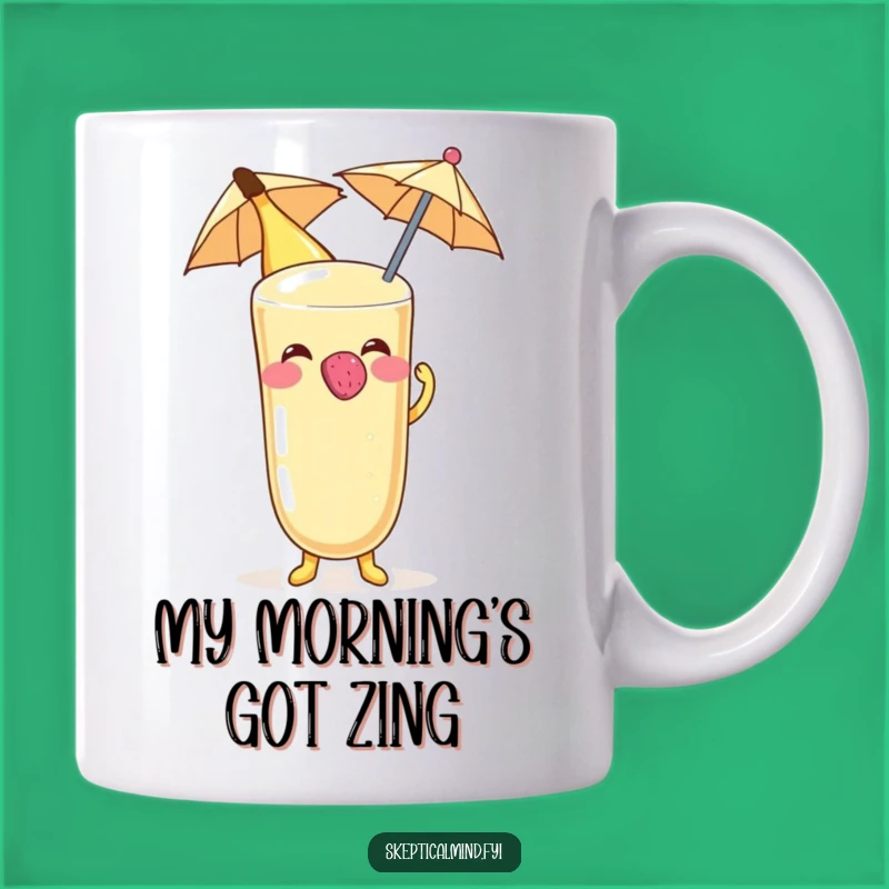 Funny Banana Smoothie Blowing Raspberry Mug, Adorable Fruit Character Perfect Gift