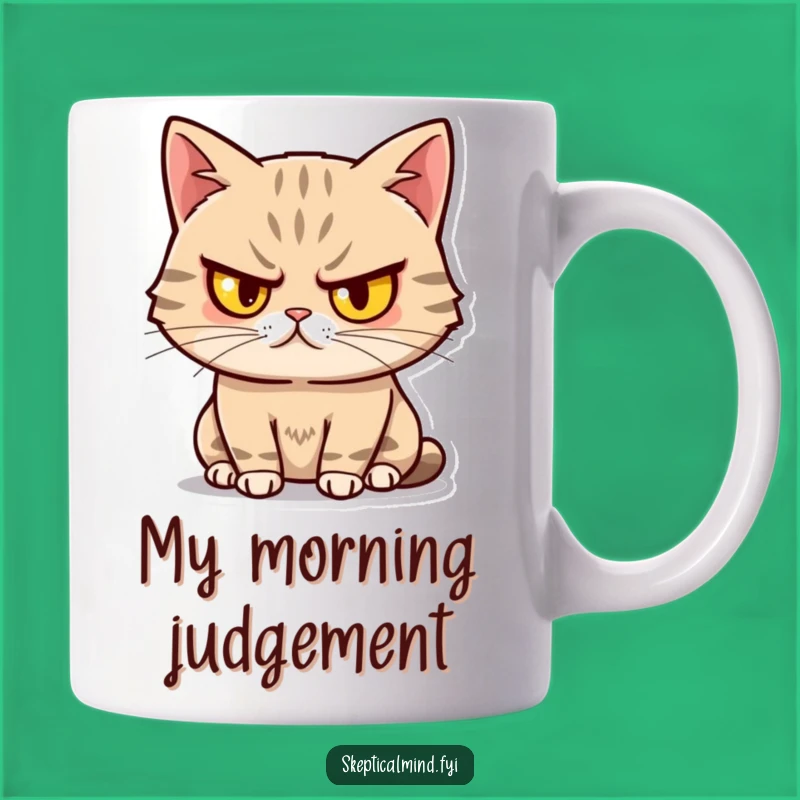 Funny Sassy Cat Mug: Unimpressed Feline Judgmental Attitude Gift