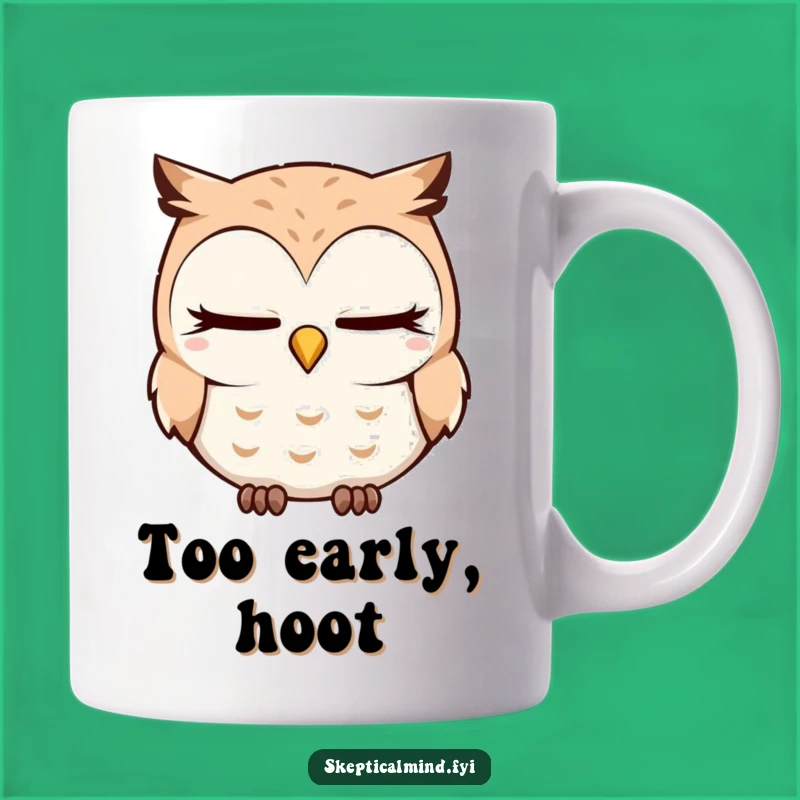 Funny Sleepy Owl Mug: Quizzical Owl Blinks Slowly, Perfect Gift for Night Owls