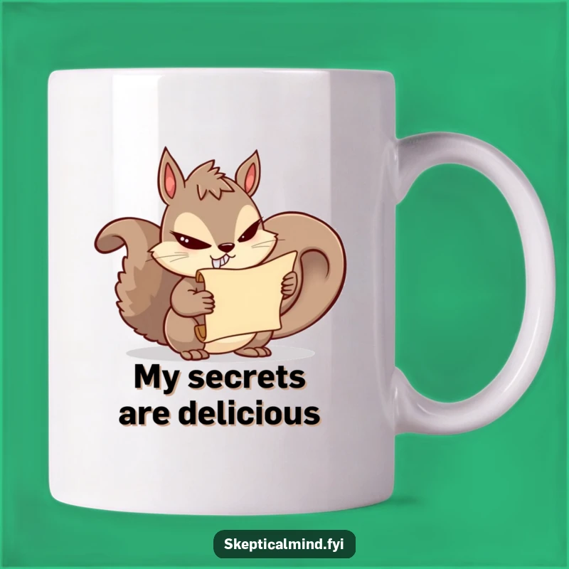 Funny Squirrel Secrets Mug: Mischievous Character Gift for Humor Lovers