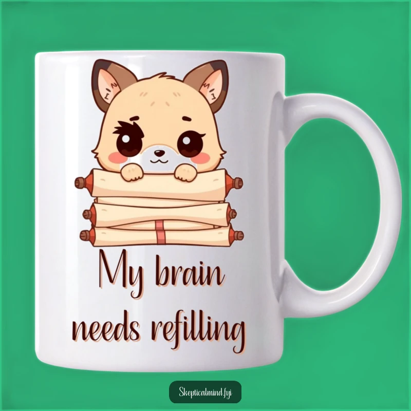 Funny Kawaii Scroll-Peeking Animal Mug: A Hilarious Gift for Bookworms and Skeptics