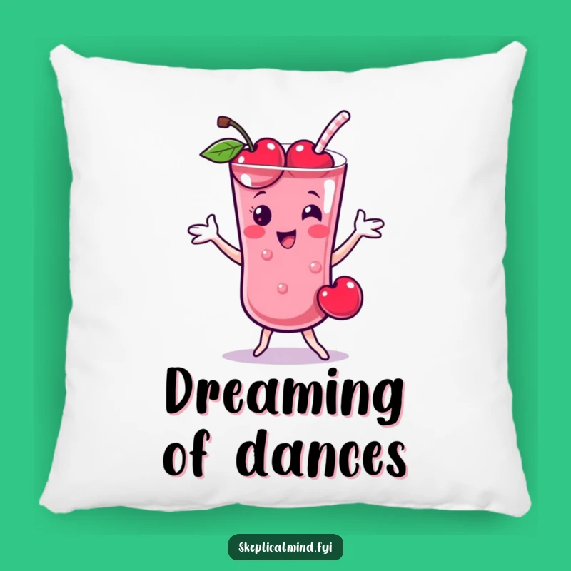 Funny Cherry Smoothie Dance Pillow, Soft Cheerful Fruit Character Cushion Gift