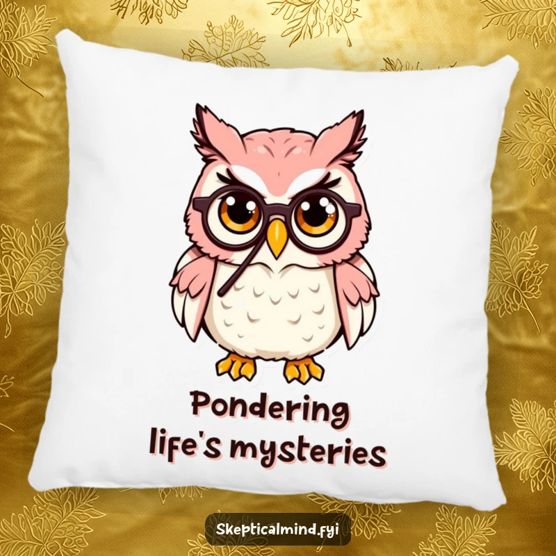 Funny Owl Pillow: A cute owl wearing a monocle raises an eyebrow, creating a plush and sophisticated decorative accent.