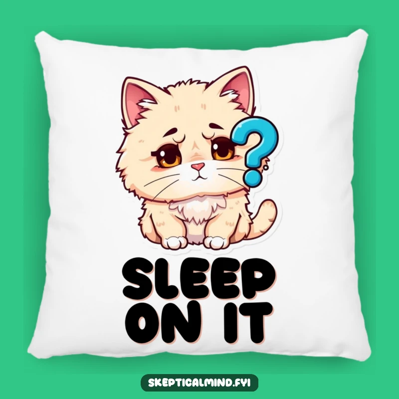 Funny Puzzled Cat Pillow - Cuddle Up with Confusion and Comfort