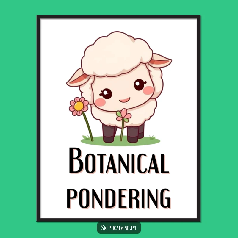 Funny Sheep Flower Digital Art: Quizzical Sheep Humor For Instant Download