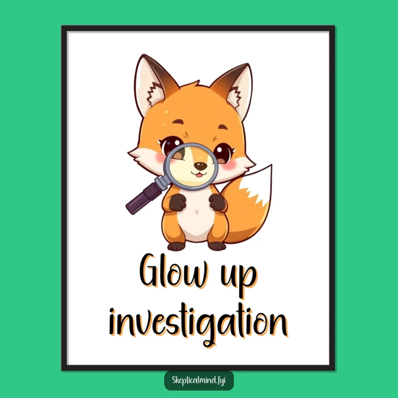 Funny Fox Discovery Digital Print: Curious Fox's Intriguing Art, Wall Gift
