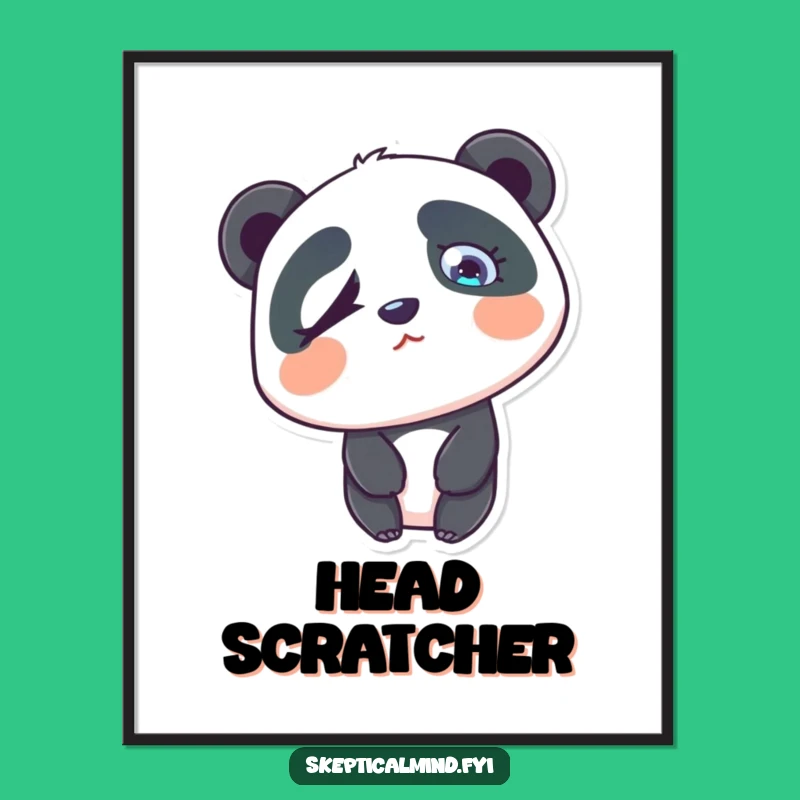 Funny Confused Panda Digital Art - Puzzled Wall Decor Gift