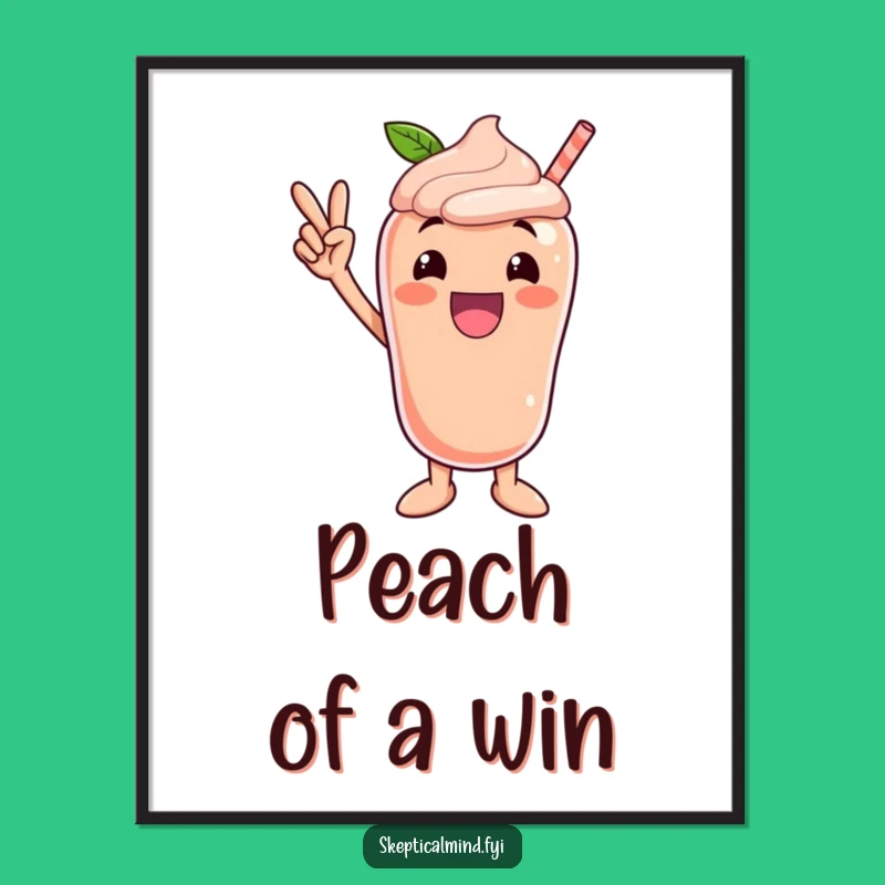Funny Peach Smoothie Digital Art - Victory Pose Wall Art - Gift