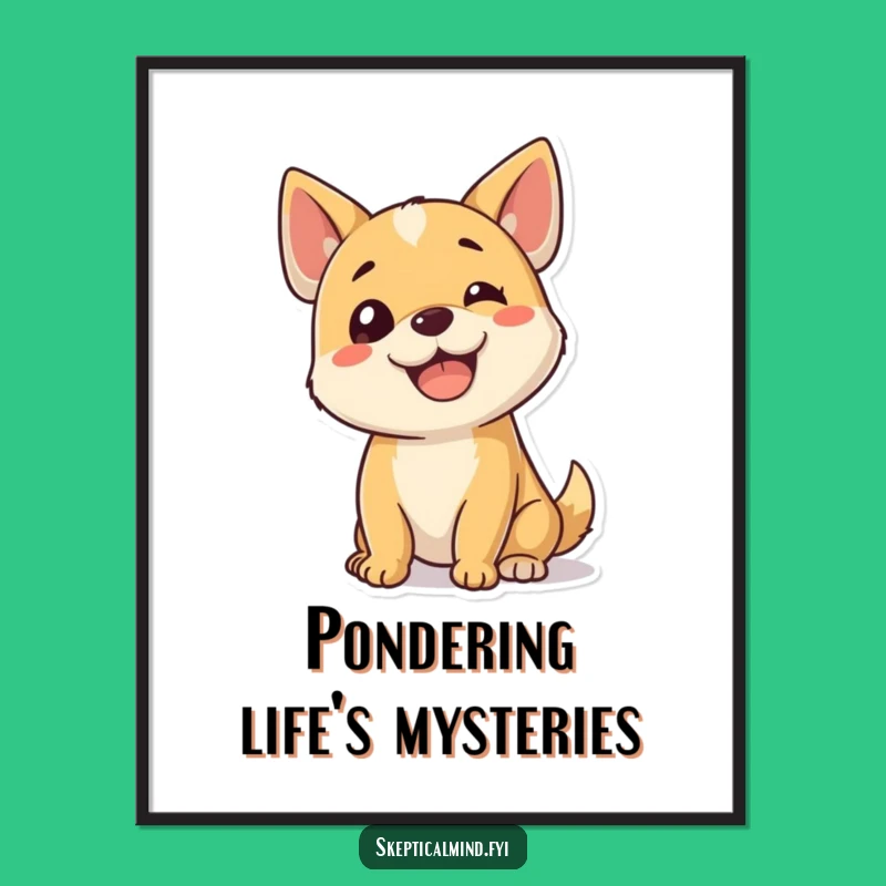 Funny Dog Digital Art Print - Puppy Head Tilt Instant Download