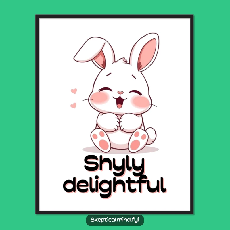 Funny Blushing Bunny Digital Art: Giggling Cute Print, Adorable Humorous Decor Download