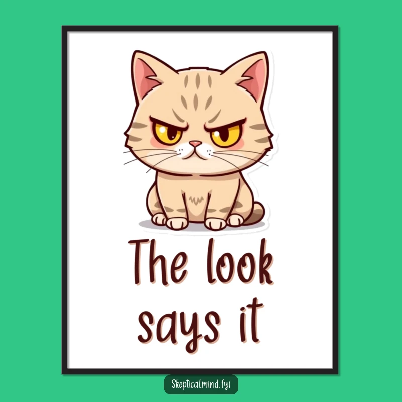 Funny Sassy Cat Feline Digital Print: Unimpressed Attitude Wall Art Gift