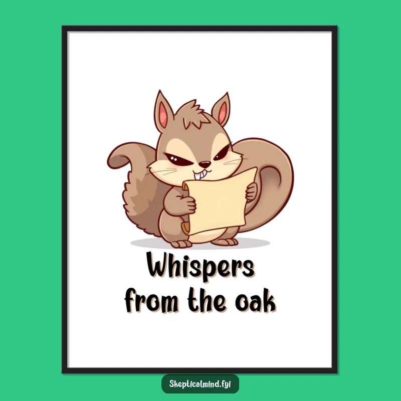 Funny Squirrel Secrets Digital Art: Mischievous Character Print for Instant Giggles