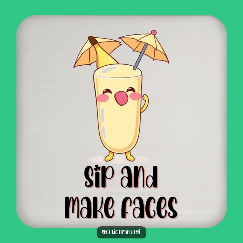 Funny Banana Smoothie Raspberry Coaster, Protective Fruit Character Drink Gift