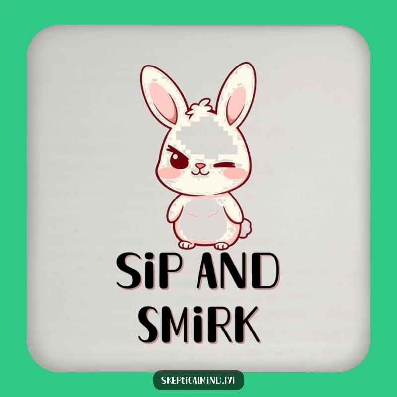 Funny Bunny Sass Coaster: Smirking Bunny's Drink Break, Home Gift