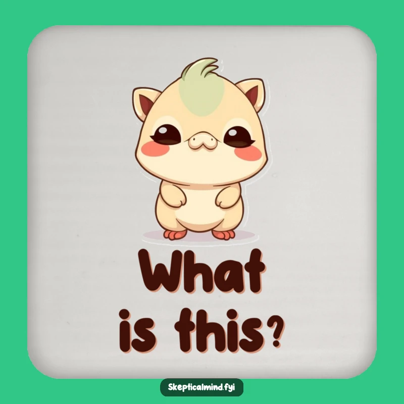 Funny Skeptical Kawaii Creature Coaster: Protect Your Table with Doubt