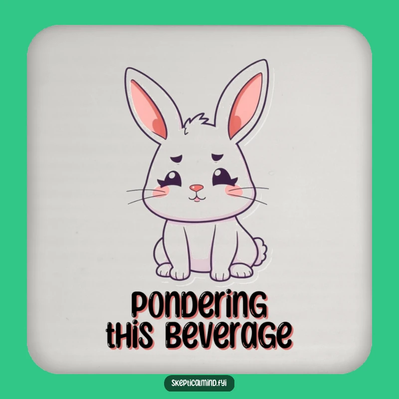 Funny Bunny Ponder Coaster - Protect surfaces with thoughtful humor, a funny gift!