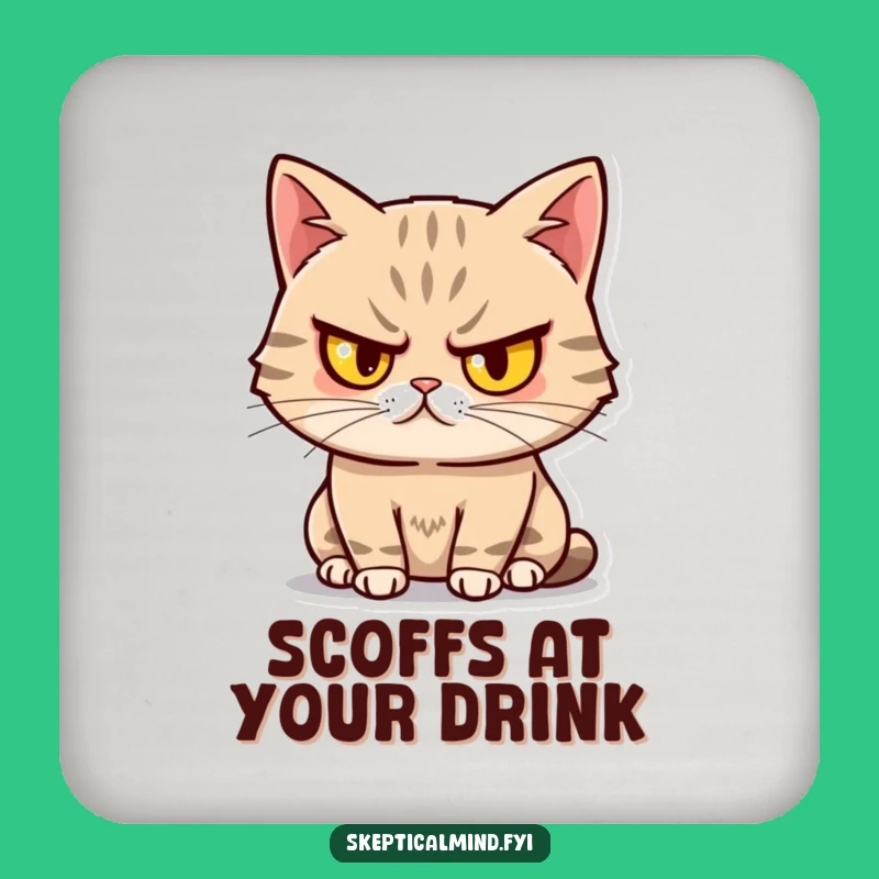 Funny Sassy Cat Drink Coaster: Chic Feline Table Protector Gift