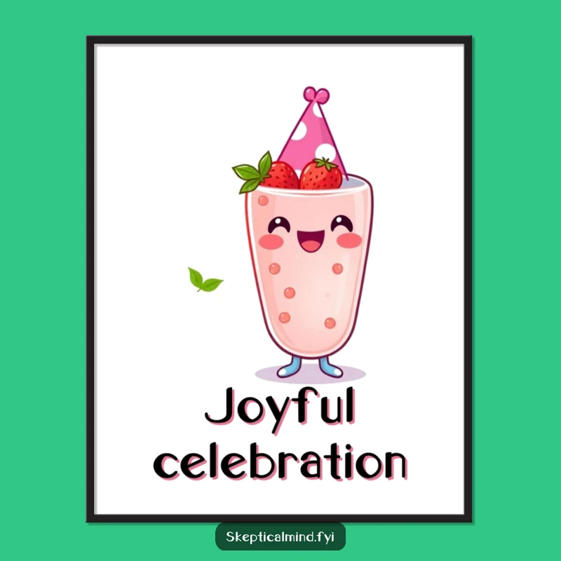 Funny Berry Smoothie Poster - Party Hat Art Print - Gift