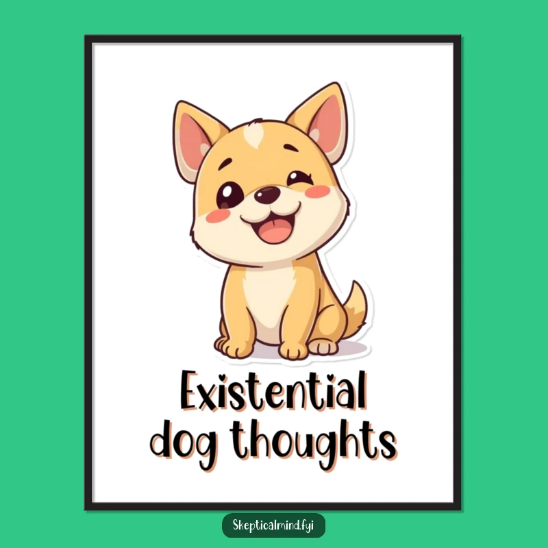 Funny Dog Poster - Happy Puppy Head Tilt Wall Art Gift
