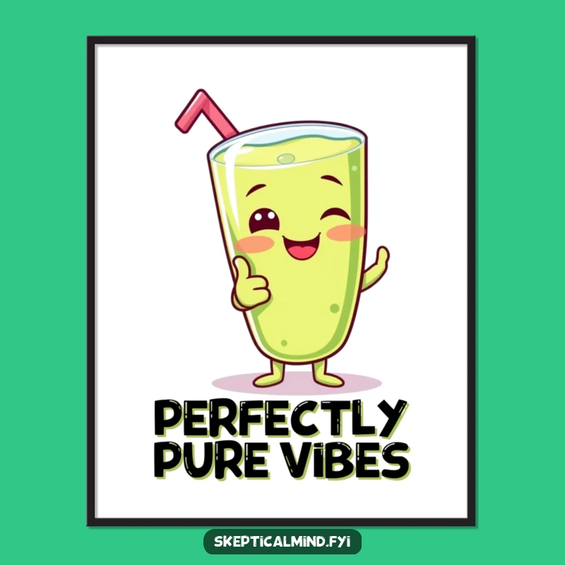 Funny Kiwi Smoothie Poster - Giggling Thumbs Up Art Print - Gift