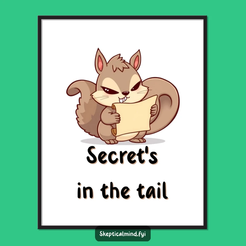 Funny Squirrel Secrets Poster: Mischievous Character Art for Wall Giggles