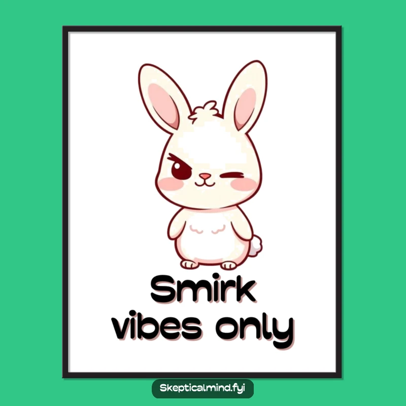 Funny Bunny Smirk Poster: Sassy Bunny's Eyebrow Raise, Quirky Art Gift