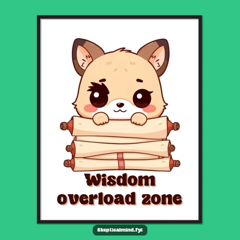 Funny Kawaii Scroll Peeker Poster: Hilarious Wall Art for a Smirk