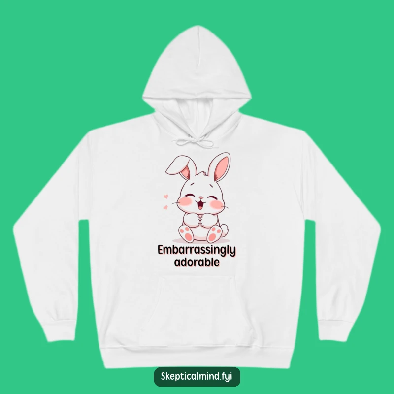 Funny Blushing Bunny Hoodie: Cozy Giggling Comfort, Adorable Humorous Gift for All
