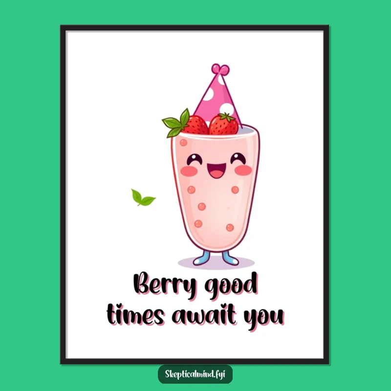 Funny Free Printable Wall Art: Berry Smoothie Party Hat Decor