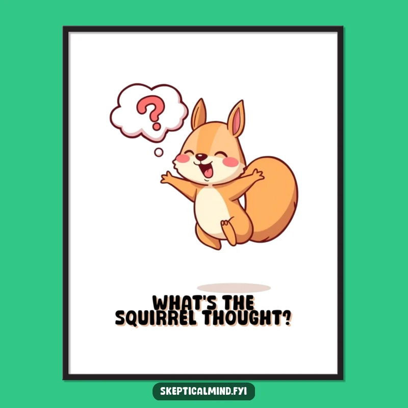 Funny Free Printable Wall Art: Cheerful Squirrel Leaping Downloadable Art