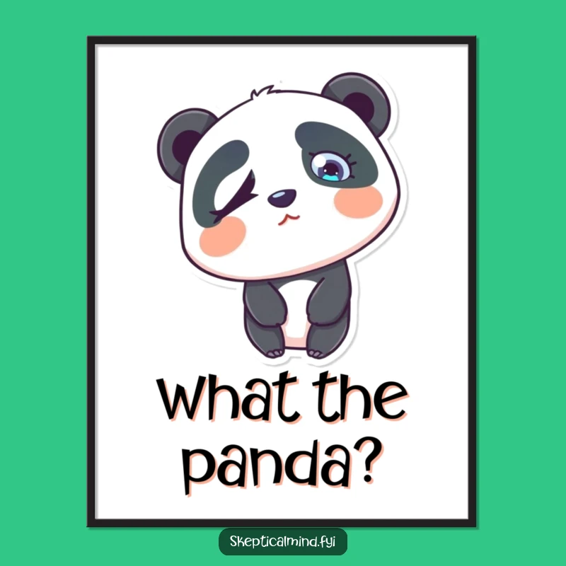 Funny Free Printable Wall Art: Confused Panda Eyebrow Raise Downloadable Art