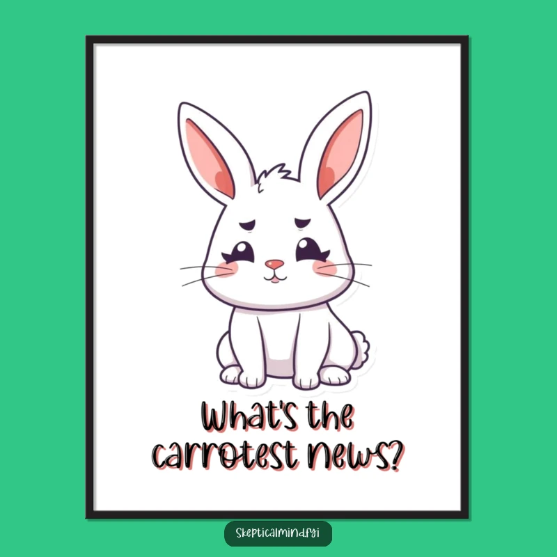 Funny Free Printable Wall Art: Curious Bunny's Contemplation, Downloadable Decor