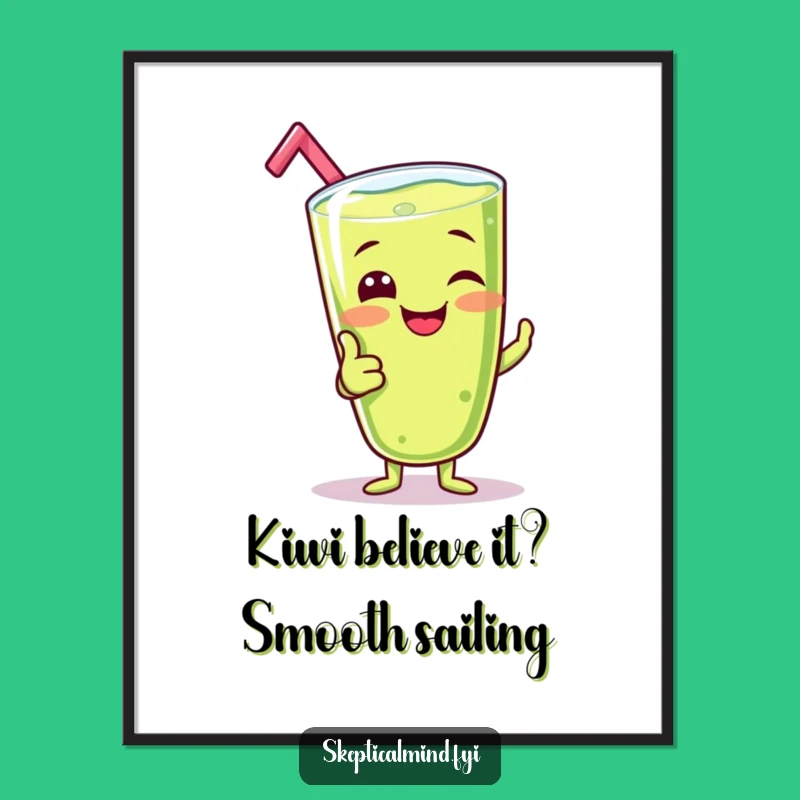 Funny Free Printable Wall Art: Giggling Kiwi Smoothie Thumbs Up Decor
