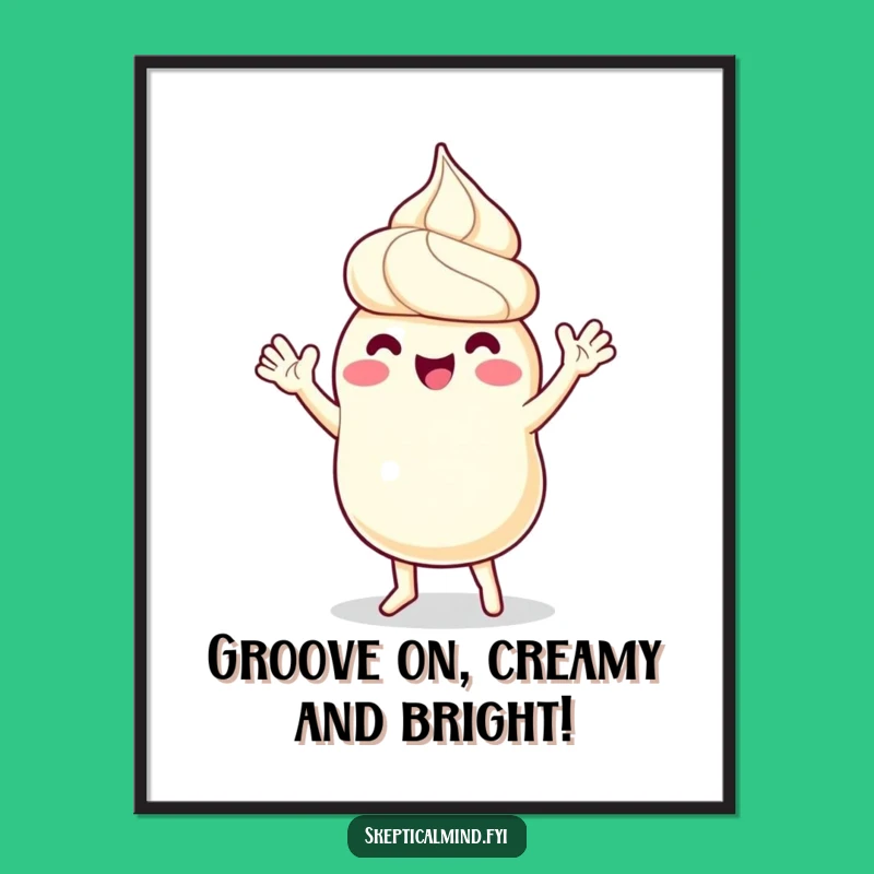 Funny Free Printable Sour Cream Wall Art: Dancing Joyful Waving Downloadable Decor
