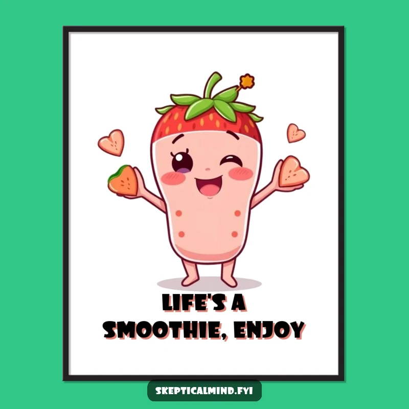 Funny Free Printable Wall Art: Smoothie Fruit Juggling Downloadable Humorous Poster