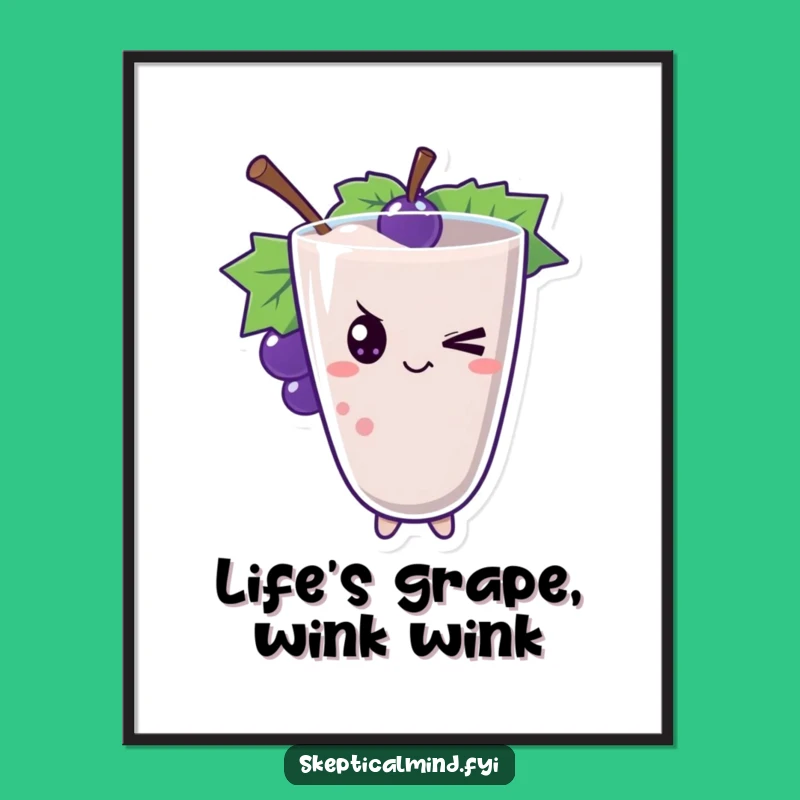 Funny Free Printable Wall Art: Winking Grape Smoothie Art - Quirky Downloadable