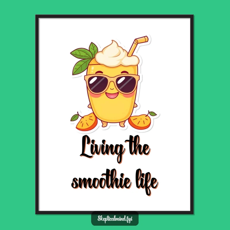 Funny Free Printable Wall Art: Cool Mango Smoothie Vibes, Sunglasses Downloadable Art