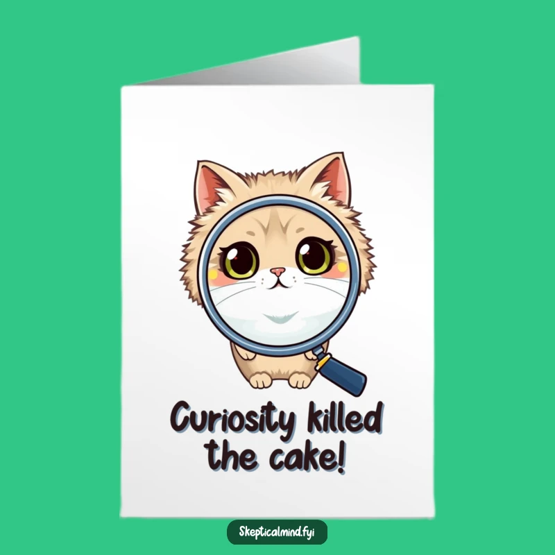 Free Printable Birthday Card: Funny Cat Magnifying Glass, Perfect DIY Humorous Downloadable Gift