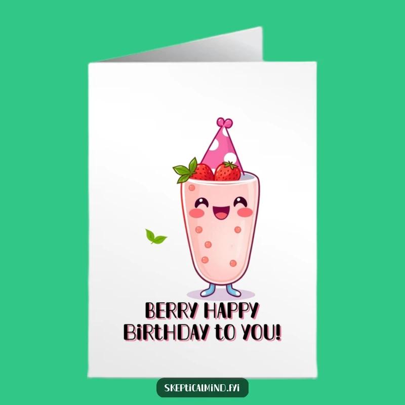 Festive Free Printable Birthday Card: Berry Smoothie Party Hat Fun