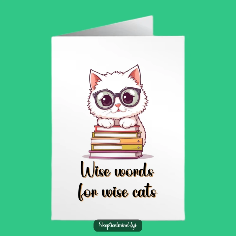 Free Printable Bday Card: Bookish Cat, Funny Downloadable Gift for Cat Lovers