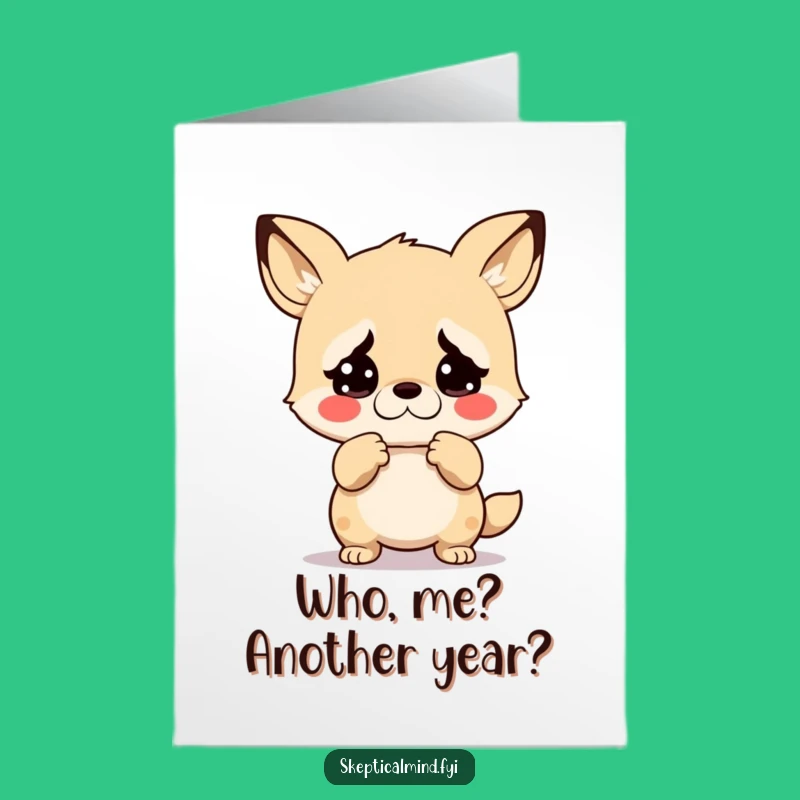 Free Printable Bday Card: Funny Kawaii Animal Disbelief Shrug Funny Downloadable Gift