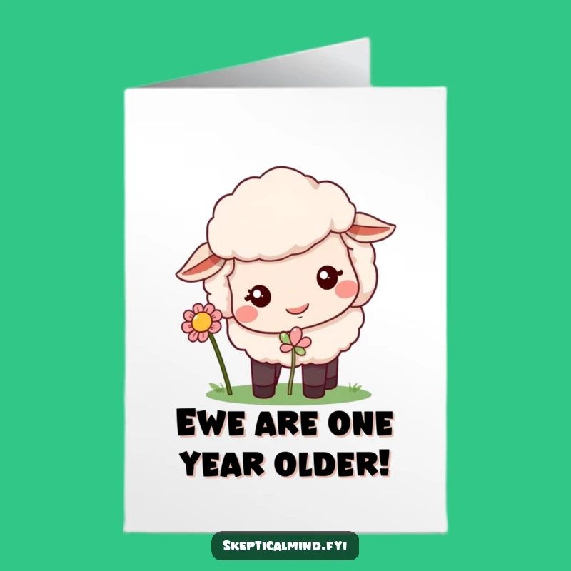 Free Printable Birthday Card: Funny Sheep Sniffing Flower, Hilarious DIY Downloadable Gift