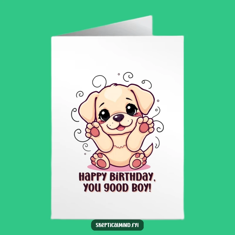 Free Printable Birthday Card: Puppy's Playful Dilemma, Funny Downloadable Gift